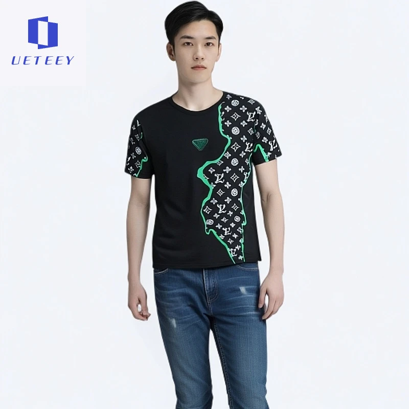 欧洲站潮牌短袖T恤男士2025新款修身高端薄T夏季圆领半袖衣服男款