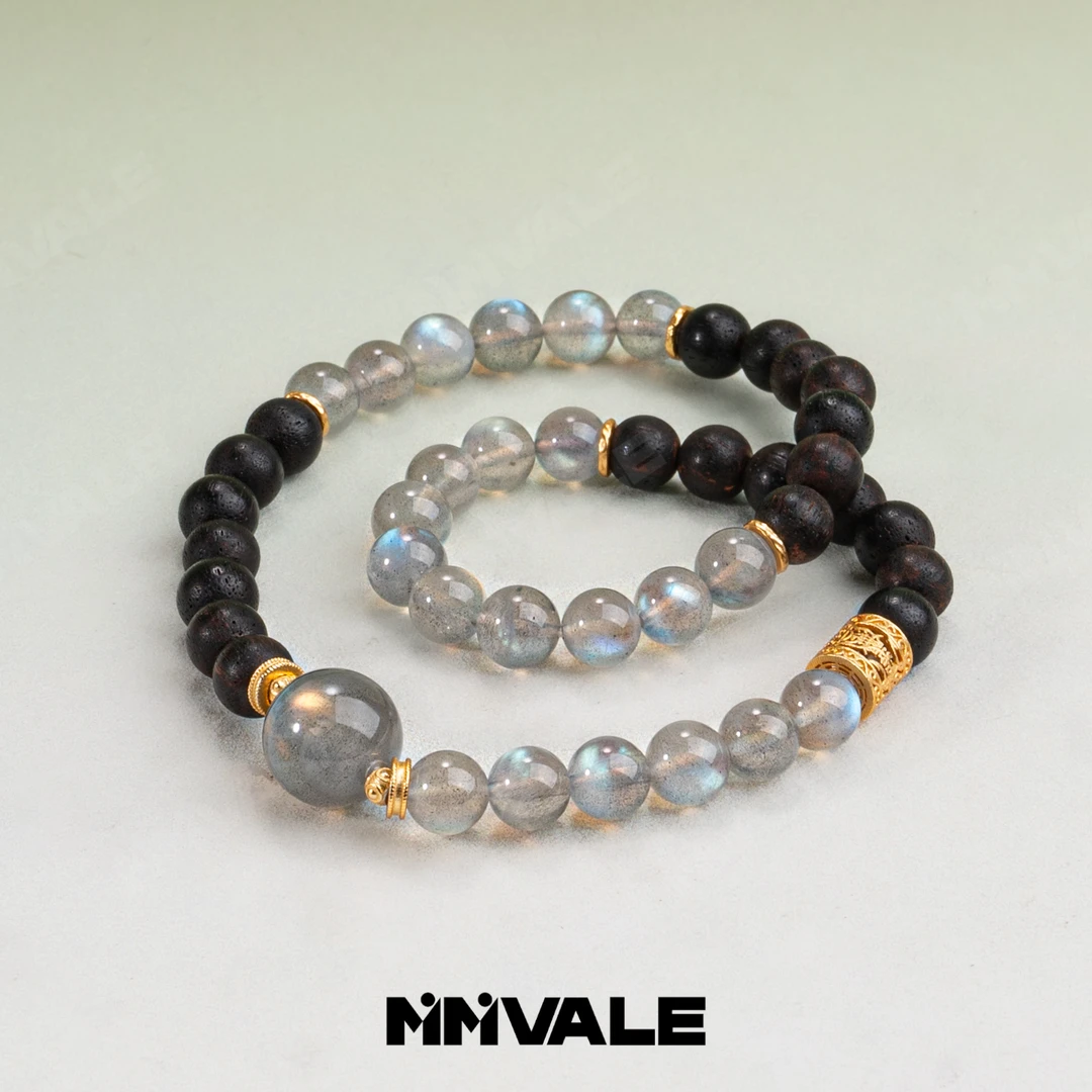 秘密山谷【星辉】原创设计款降真香七彩光灰月光双圈手串 MMSG8011