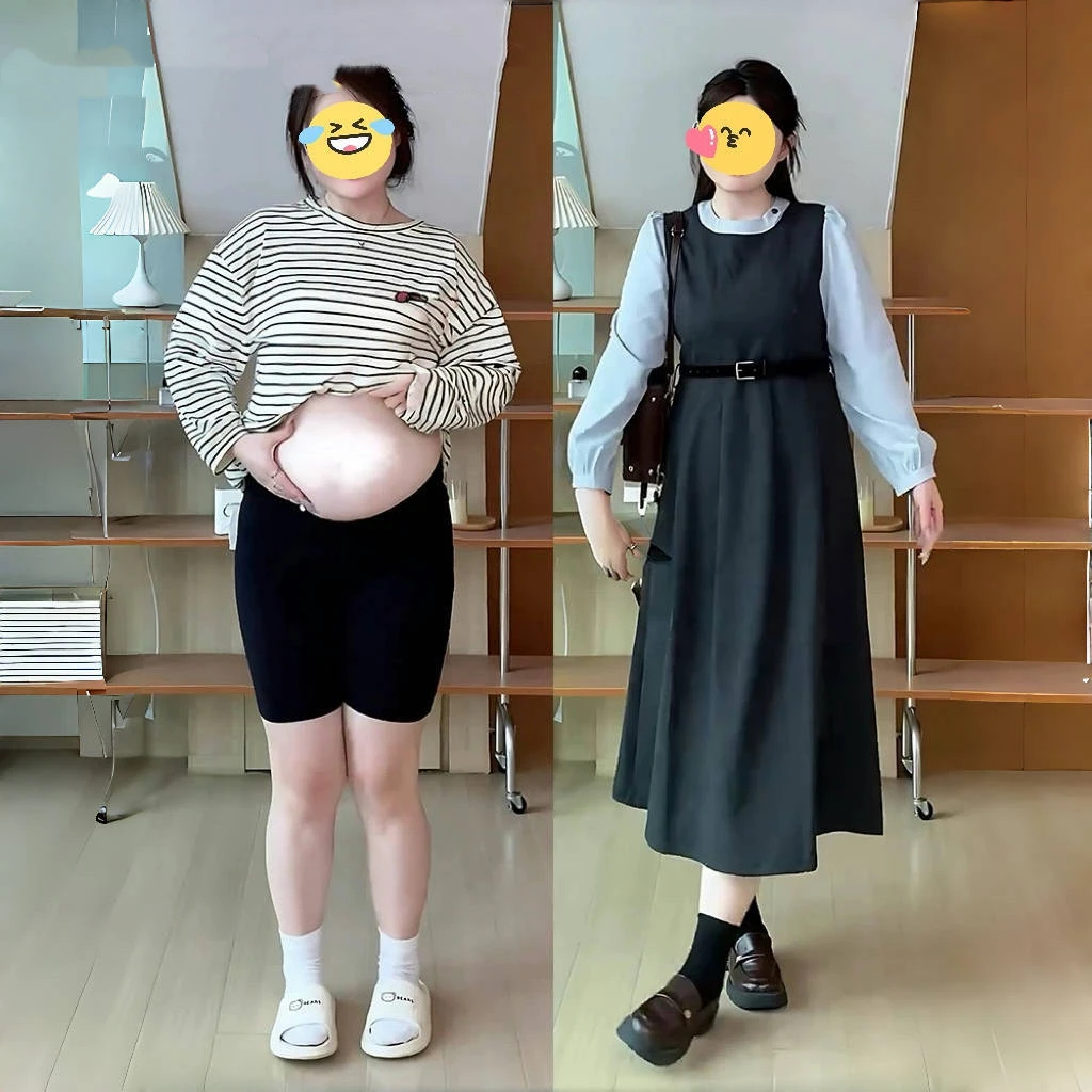 大码女装假两件连衣裙女秋季胖mm显瘦藏肉收腰梨型身材减龄a字裙