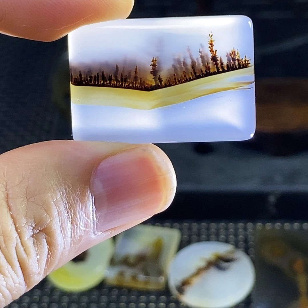 合成碳硅石非金属时尚图纹画面石饰品