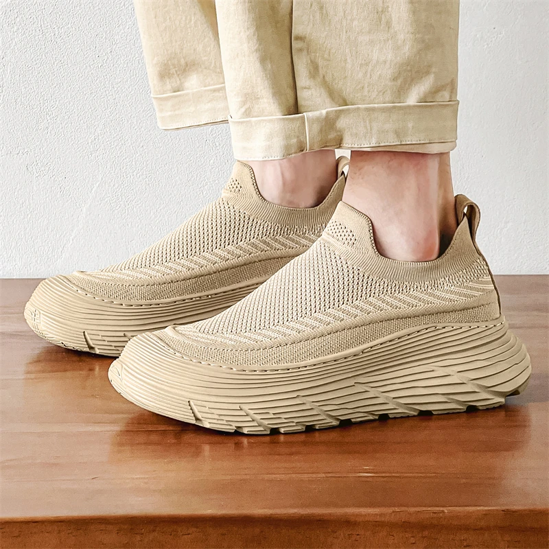 男鞋夏季透气防臭飞织网面鞋子男士一脚蹬软底驾车轻便运动休闲鞋