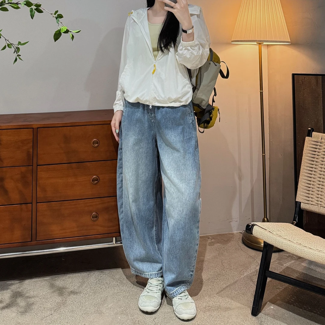 今婷【牛仔气球裤】韩系休闲百搭宽松直筒阔腿牛仔裤女夏J25216312