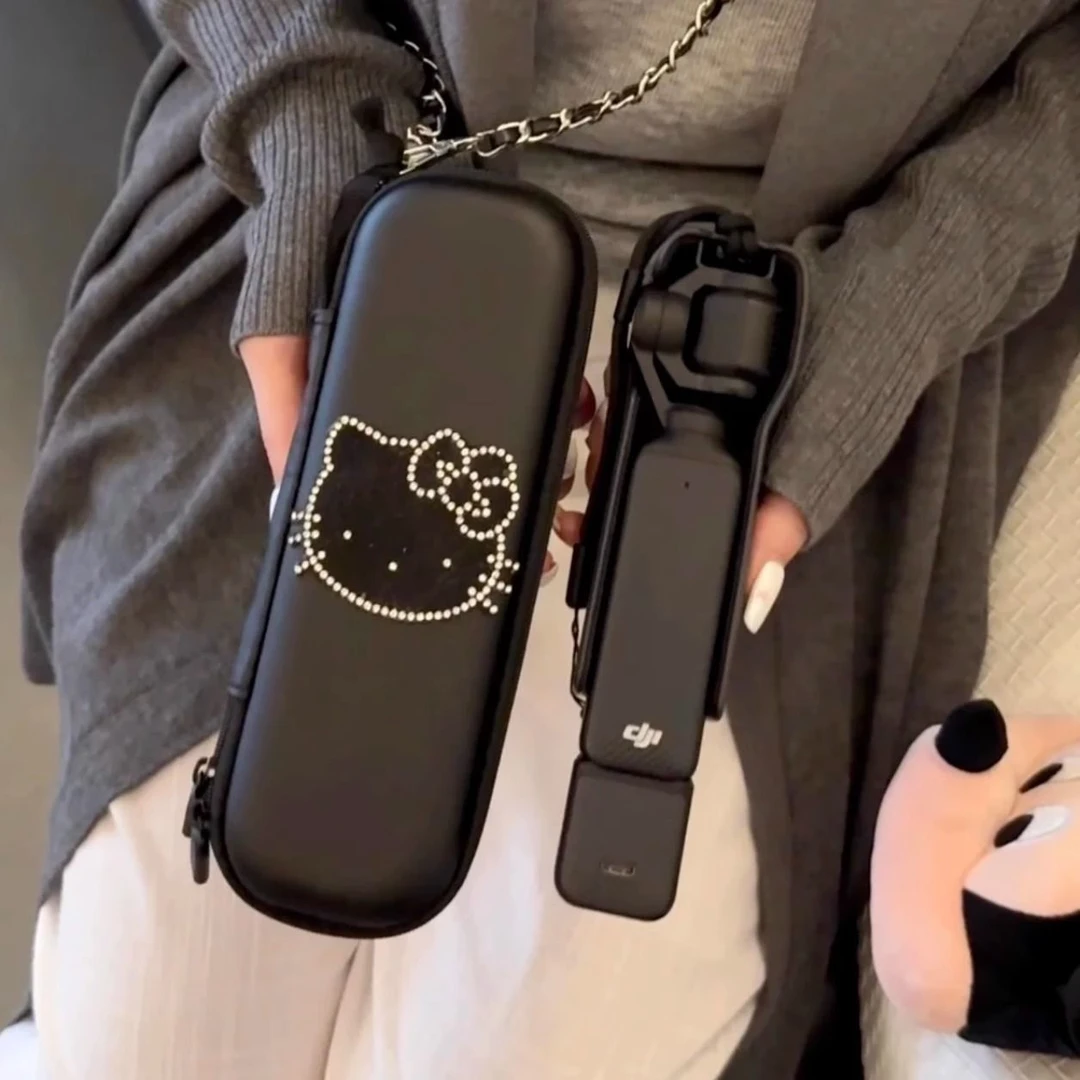卡通新款闪钻kitty可爱大疆pocket3收纳包收纳盒保护套便携式户外