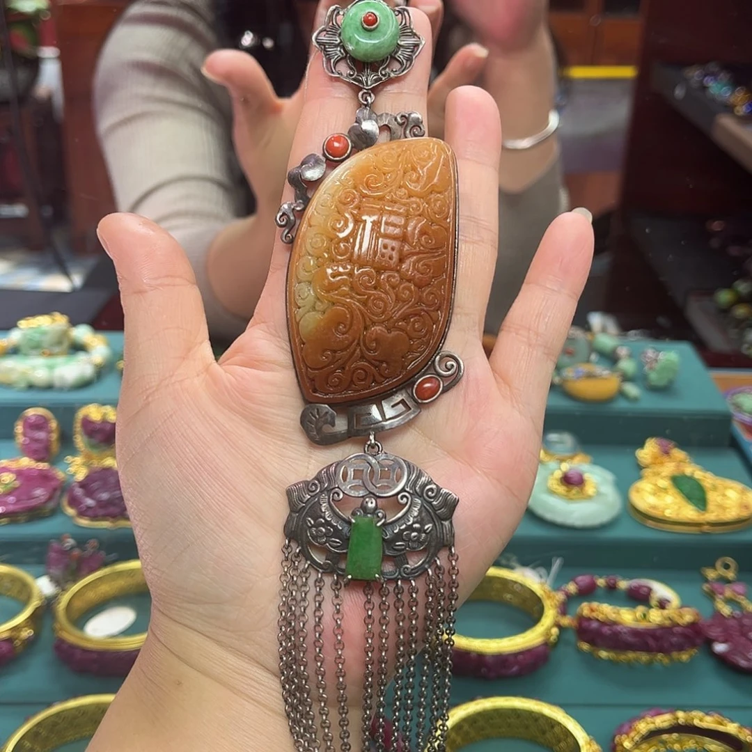 翡翠银S925镶嵌吊坠(不含链)