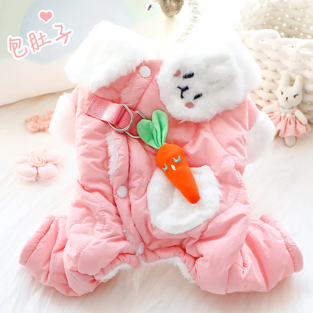 狗狗衣服秋冬装厚款雪绒青萝包肚护肚棉衣小型犬泰迪比熊宠物7482