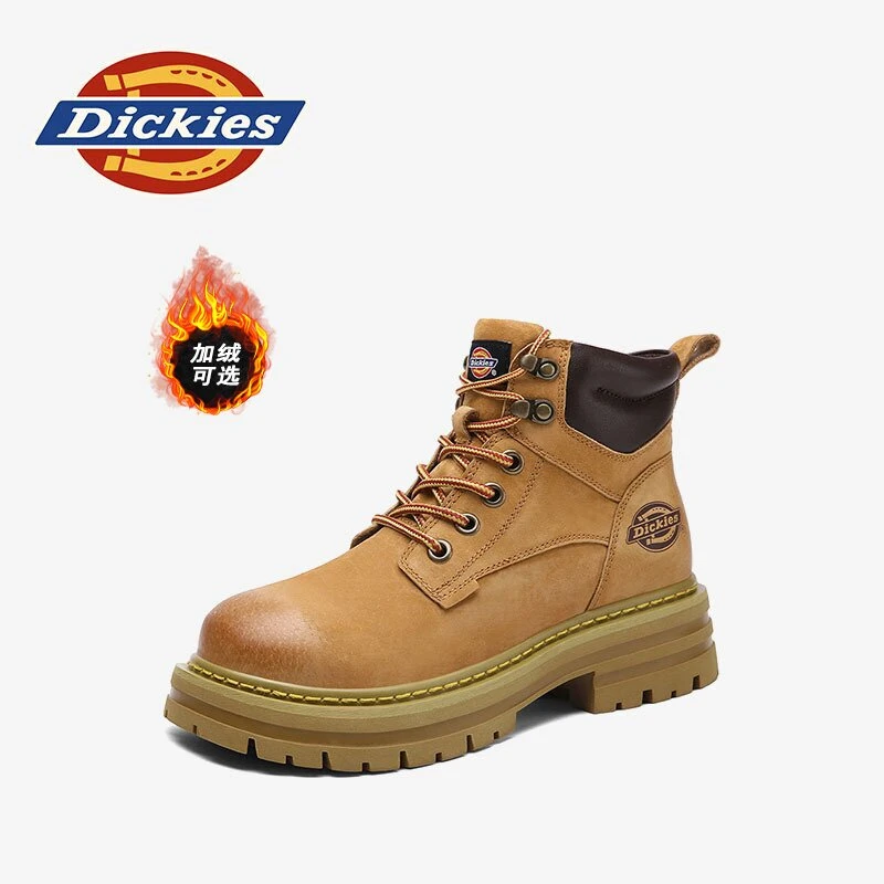 Dickies女鞋秋冬加绒保暖马丁靴经典潮流靴子百搭厚底工装大黄靴