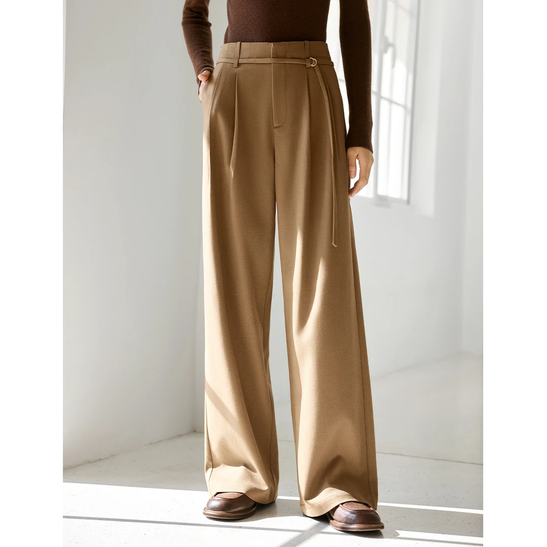 IHIMI/海谧【直播】连腰款通勤显瘦休闲裤24年冬款简约松弛感休闲裤