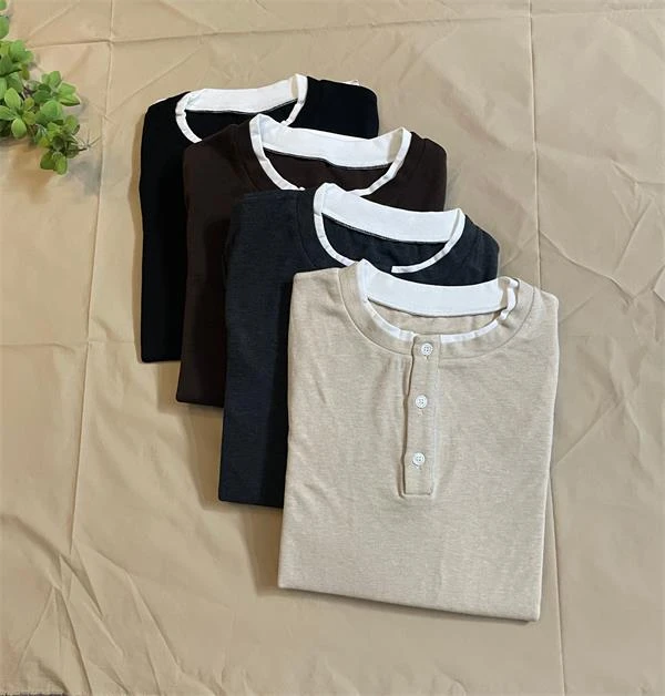 女士秋冬季长袖时尚百搭修身显瘦休闲短款套头设计感假两件打底衫