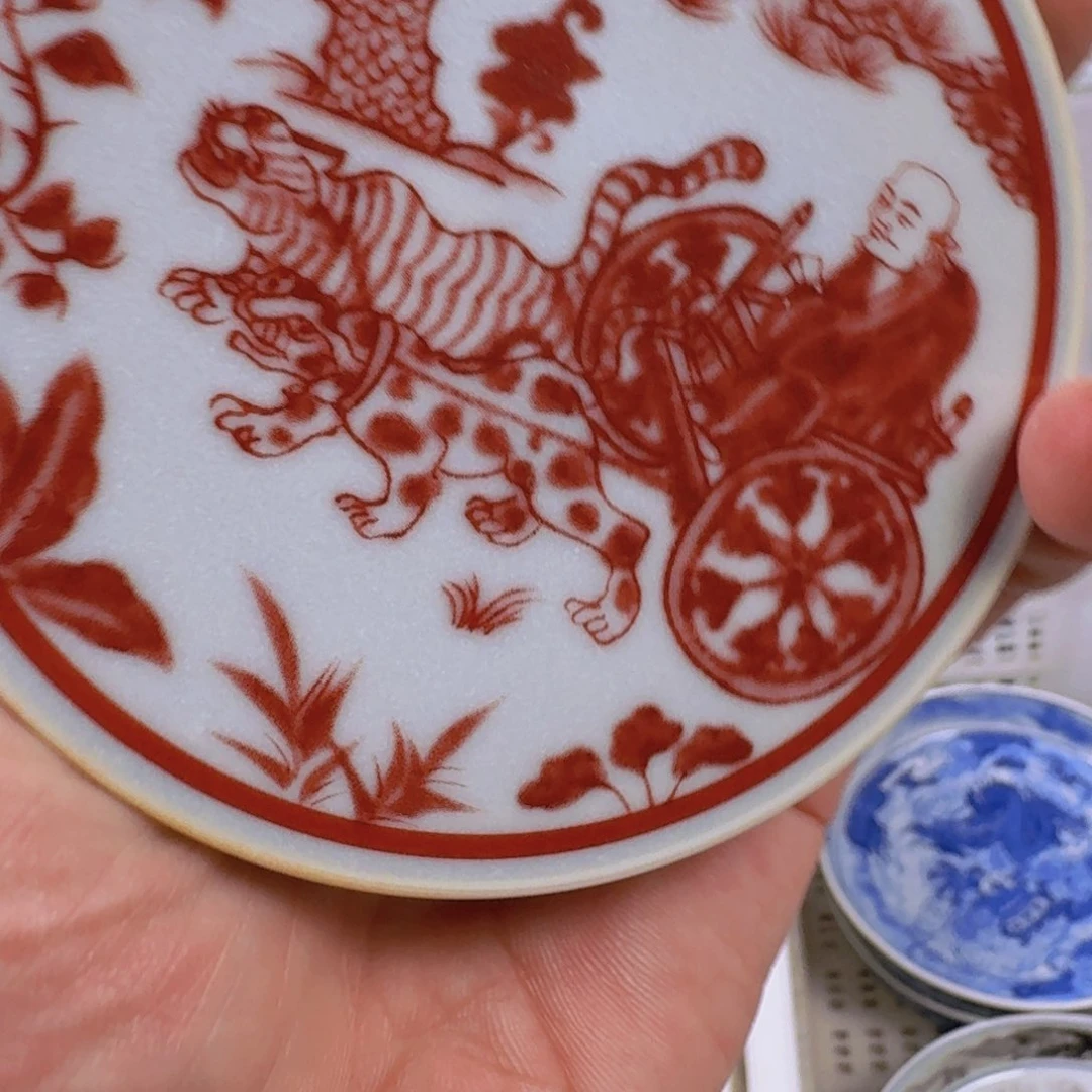 瓷片釉里红智圣出山盖置景德镇