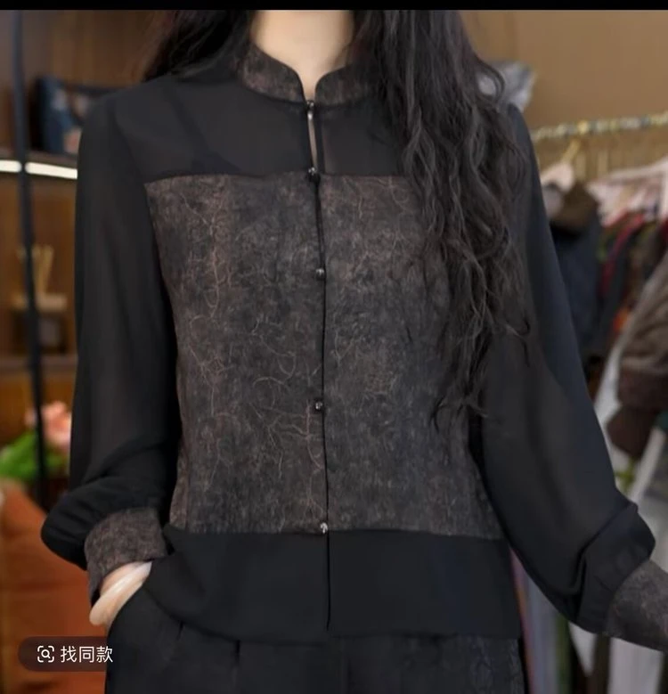 新款长袖女士气质宽松网红时尚百搭黑色上衣小衫