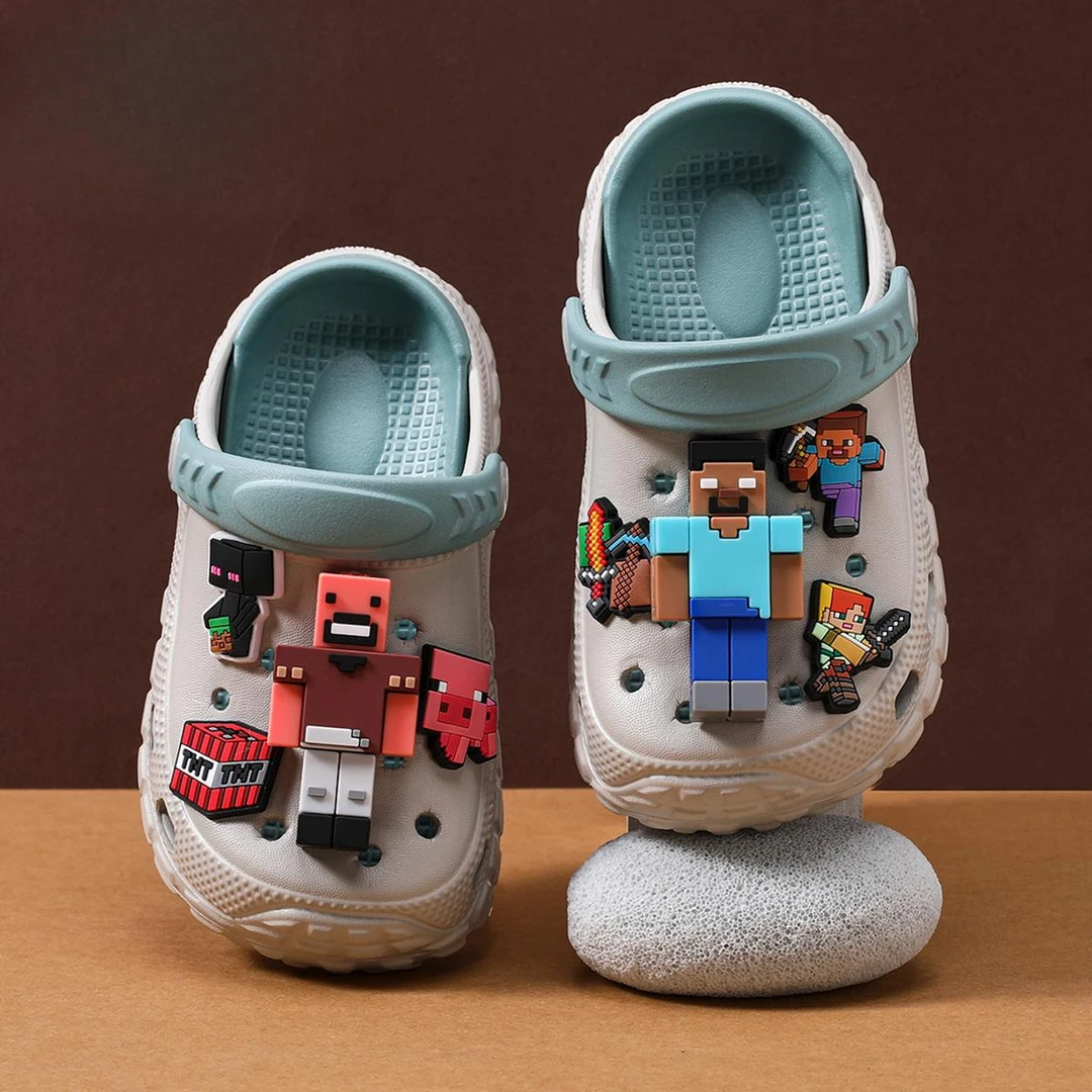 我的世界儿童洞洞鞋男童拖鞋夏季2025新款凉拖鞋男孩防滑软底沙滩