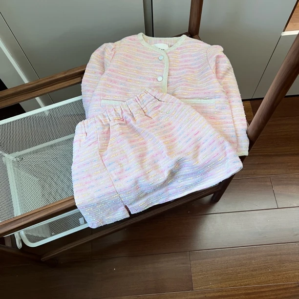 【编号R677】YC3118-09-儿童时尚小香风套装 粉色-CC+KIDS