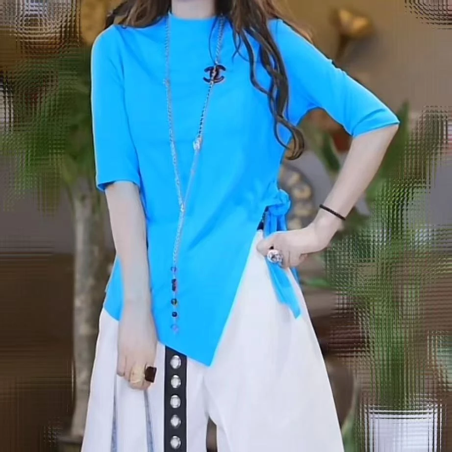 不等式中袖半高领上衣