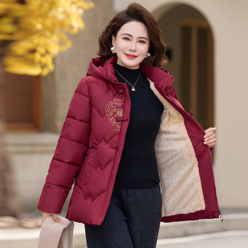 中老年女装外套棉袄中老年中老年女士加肥棉服保暖