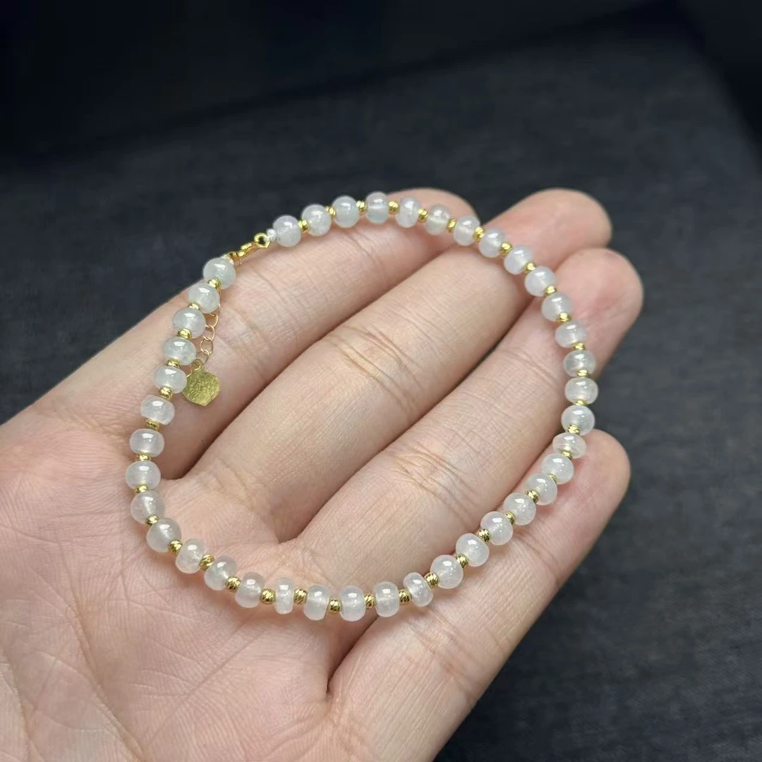 18k翡翠手链-约4mm-多样性发货-F全，B5475