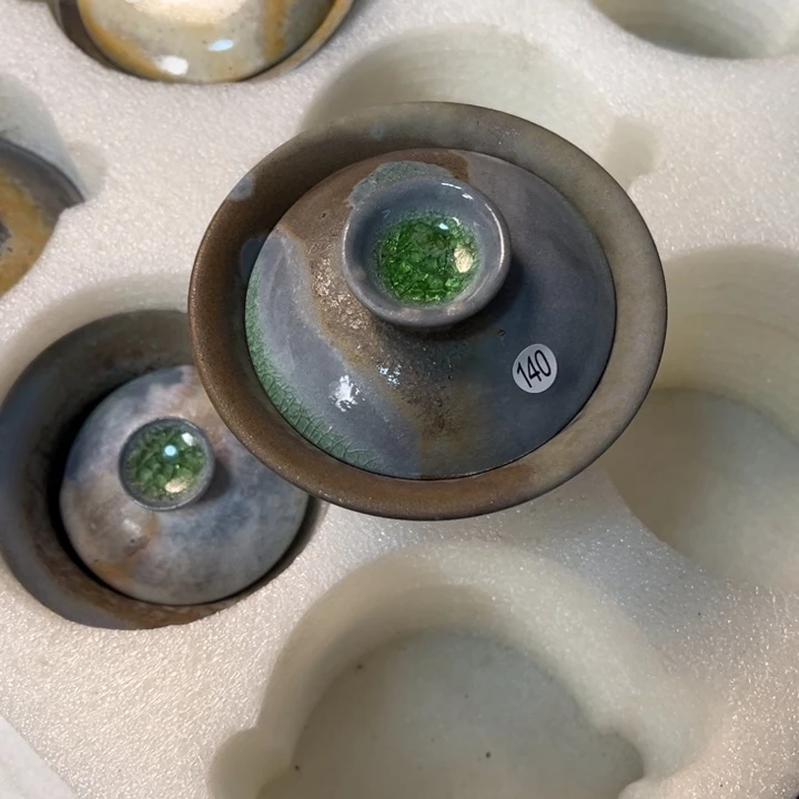 苗***治柴烧手工制作盖碗