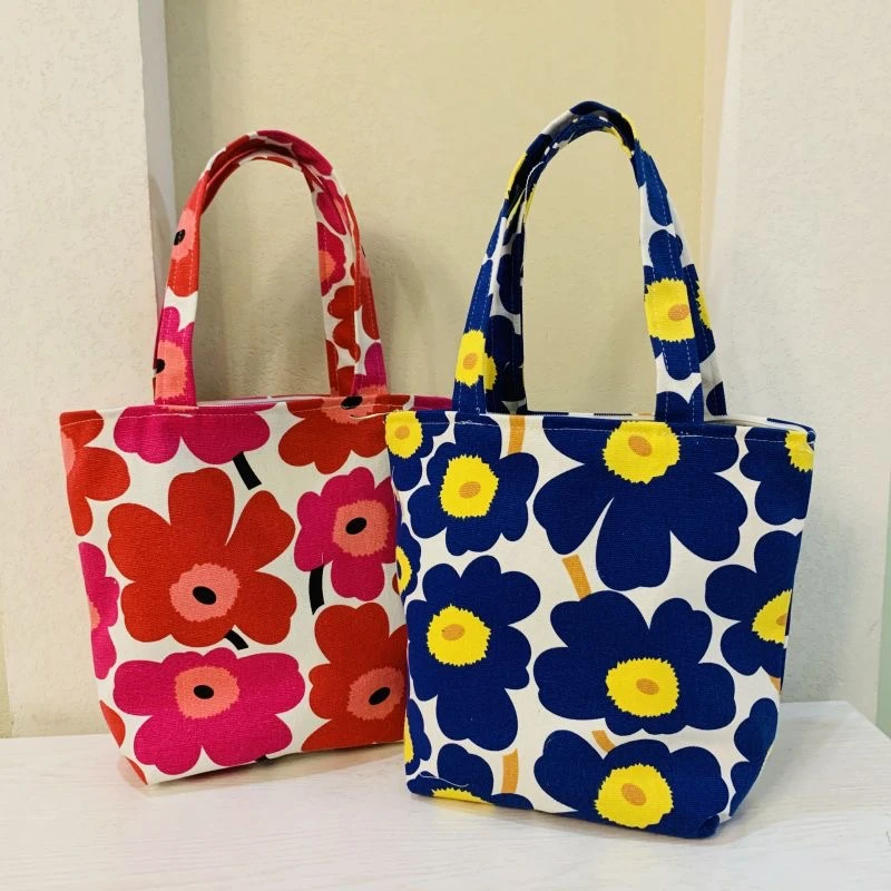 日韩chic百搭学院风彩色小包包手拎化妆包帆布便当袋拉链便当包