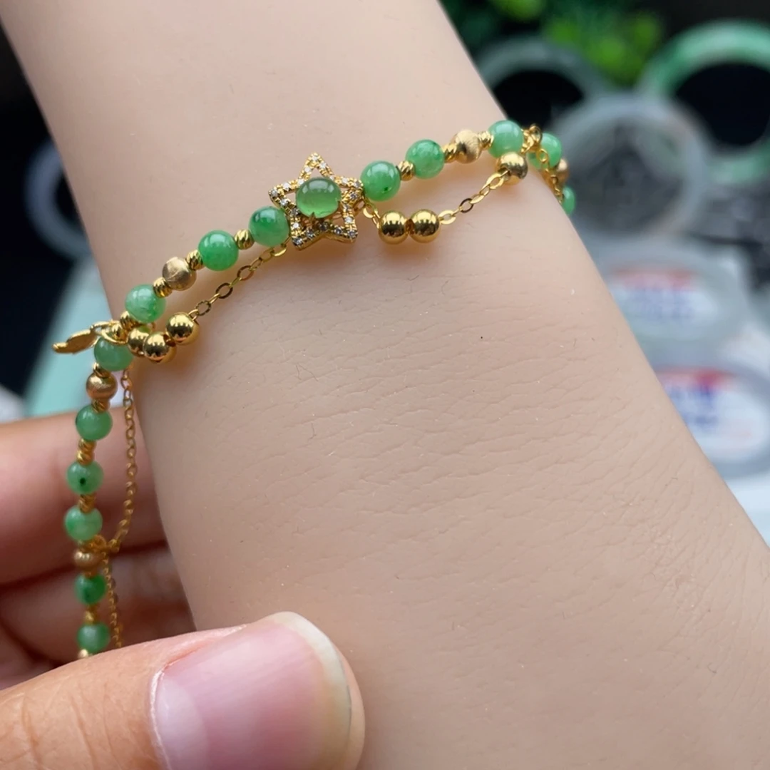 翡翠18K金镶嵌手链