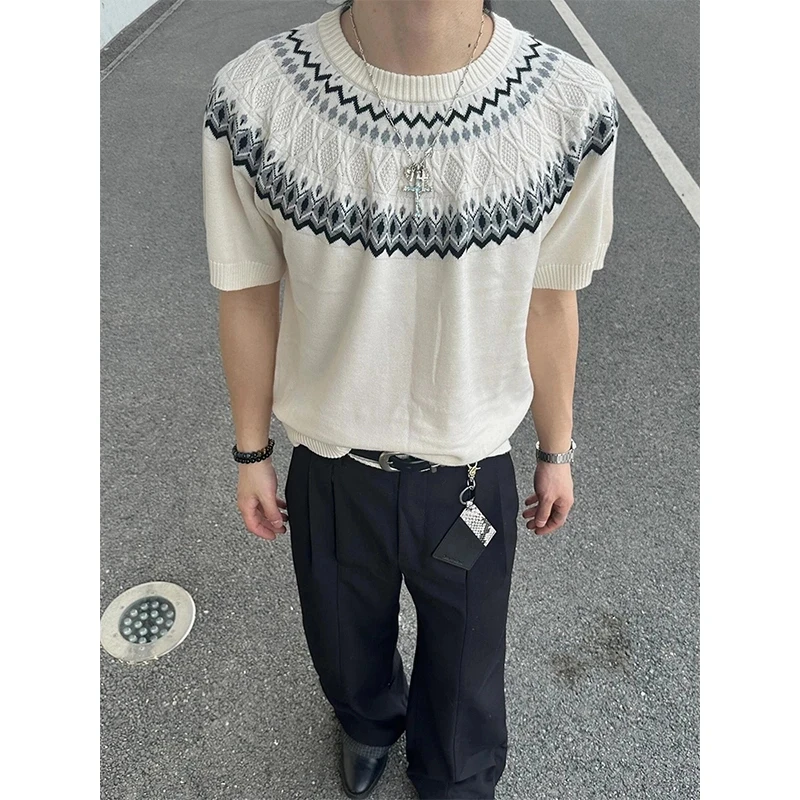 StaytheNight费尔岛针织短袖男女款夏季慵懒松弛感T恤小众半截袖