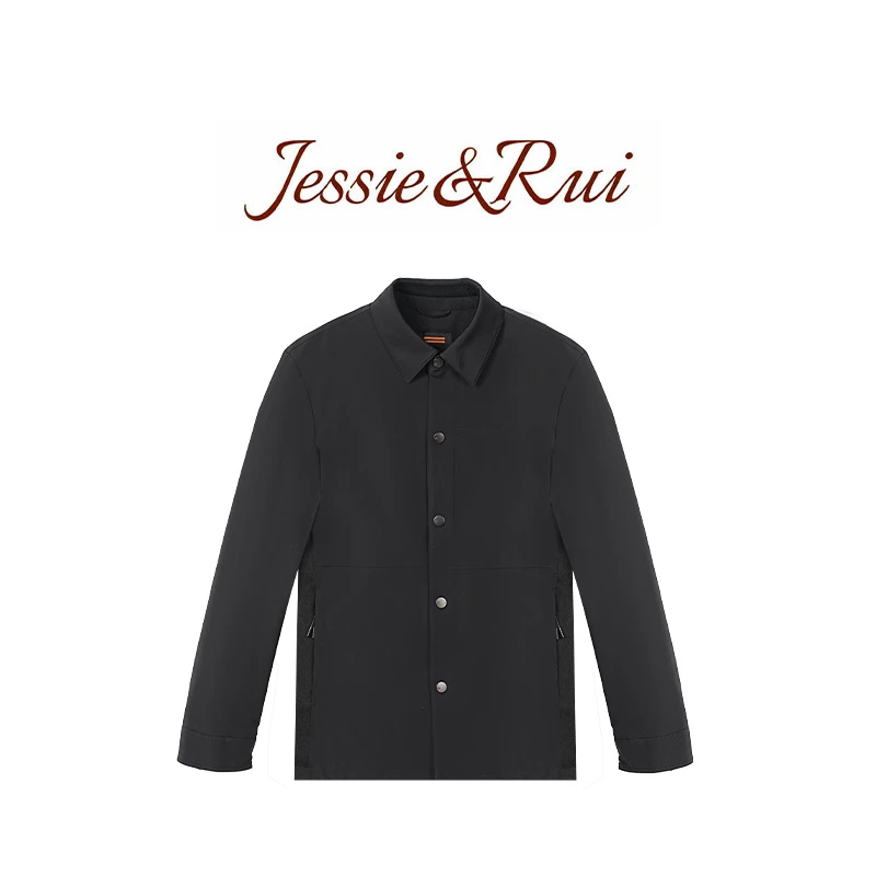 JESSIE睿 杰N亚鹅绒服常规款翻领连帽潮外穿男士冬款鹅绒