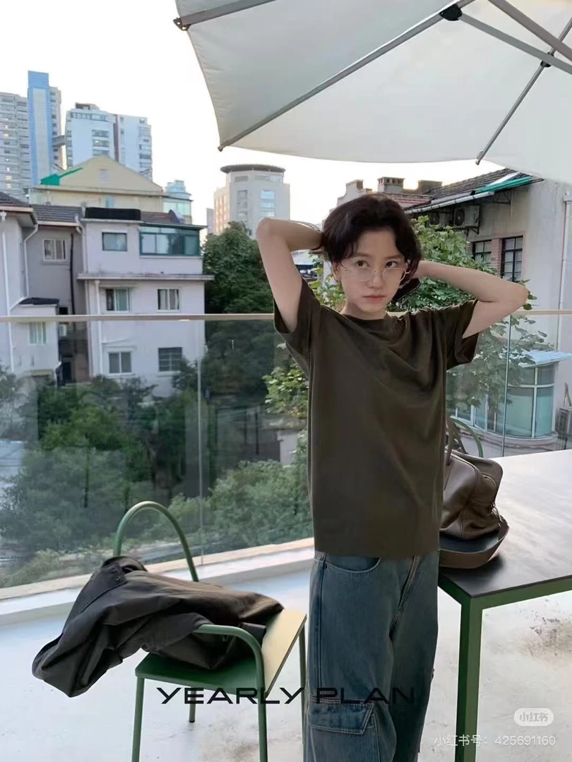 Lusuxing买手店YEARLY PLAN休闲时尚军绿色T