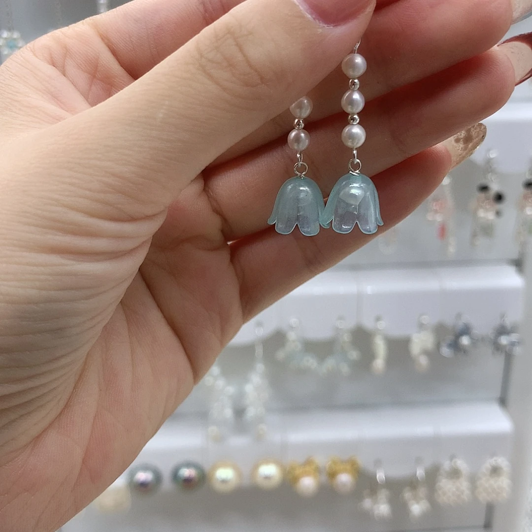 耳饰银S925镶嵌淡水珍珠