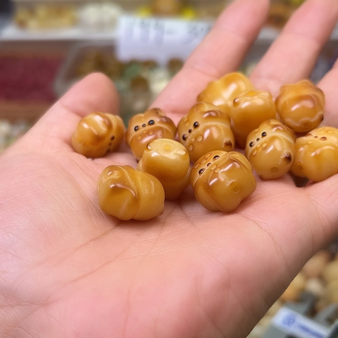 菩提根/象牙果手串瑕疵炭烧熊饼人20颗有坏