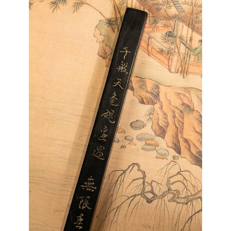 乌木阴刻梅花诗文镇纸古董收藏