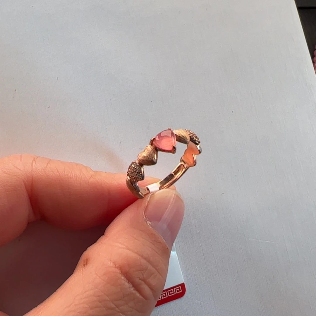 银S925镶嵌菱锰矿（红纹石）戒指