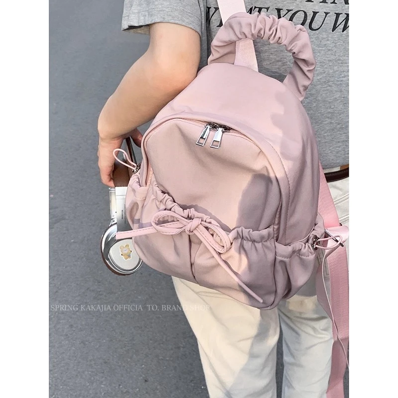 学院风双肩包包女款爆款2025新款可爱休闲小背包出游逛街通勤包