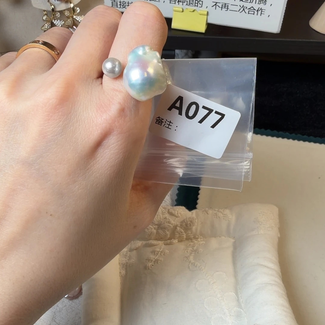 淡水珍珠银S925镶嵌戒指