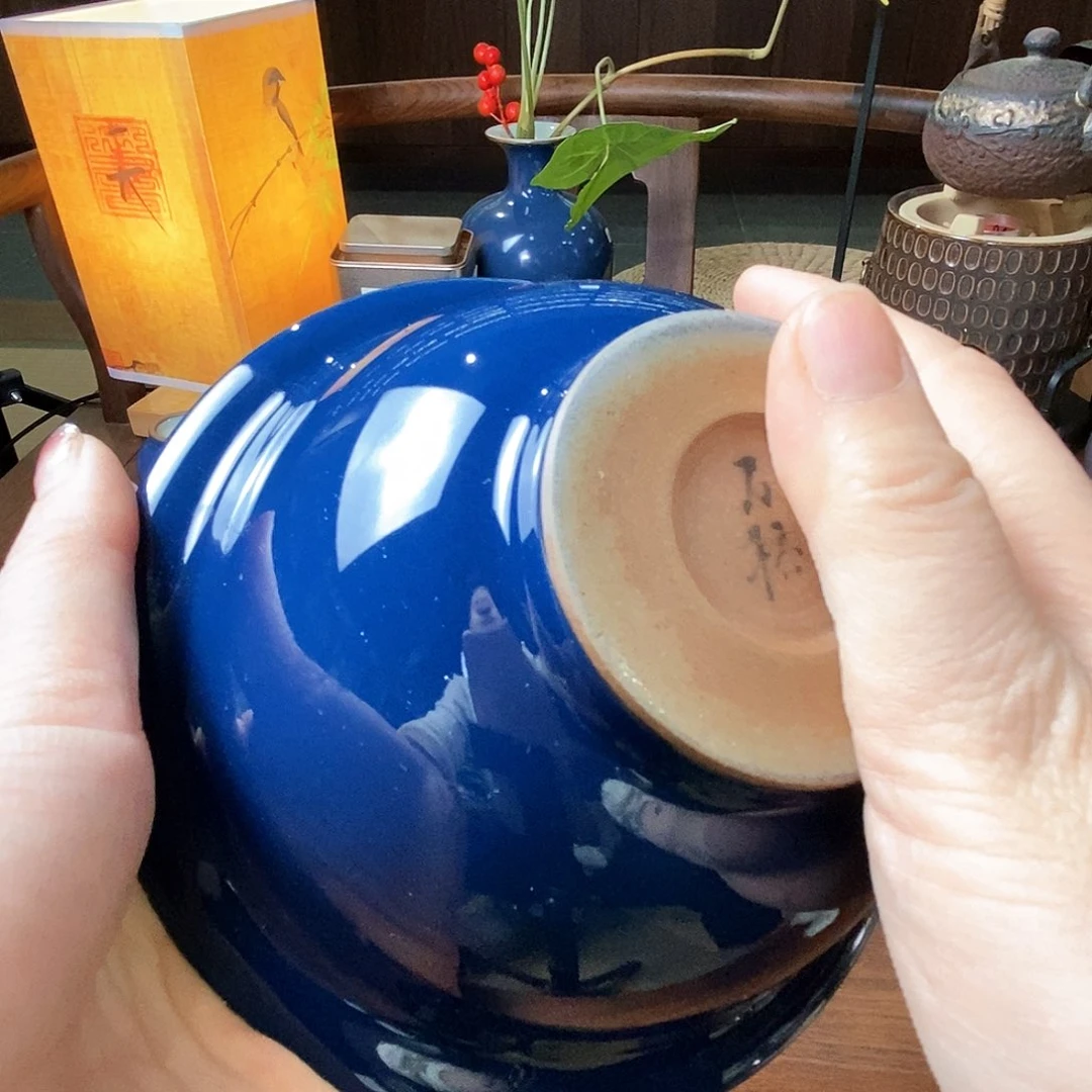 开播宠粉浮力天予窑佛青釉茄缸石桥款