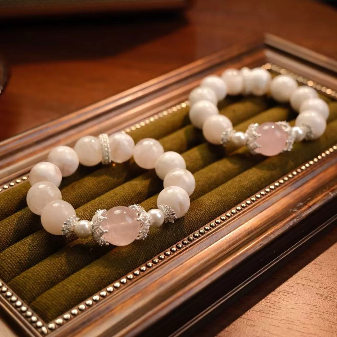 雪花幽灵粉水晶手串手链 颜色微差多样性发其一ZF599