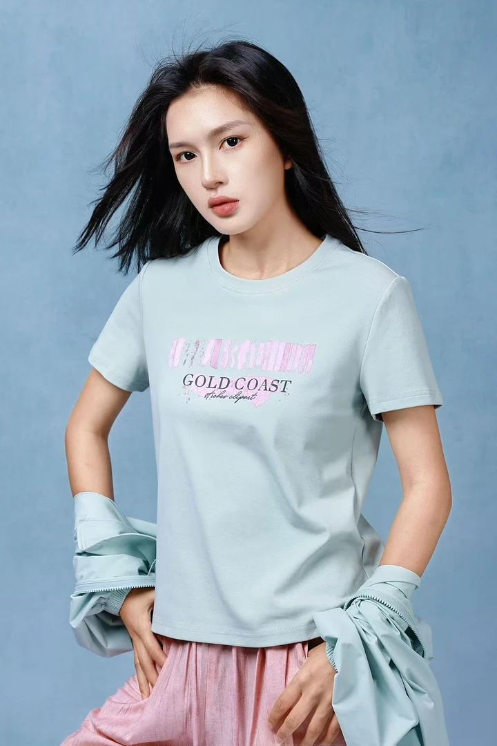 玛丝恩迪夏季韩剧穿搭微胖减龄显瘦字母休闲印花短袖T恤时尚工装