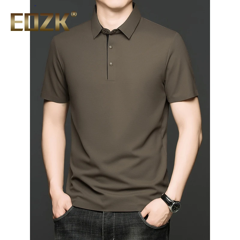 Eozk冰丝休闲polo衫男士2025年夏季新薄款商务上衣翻领短袖t恤男