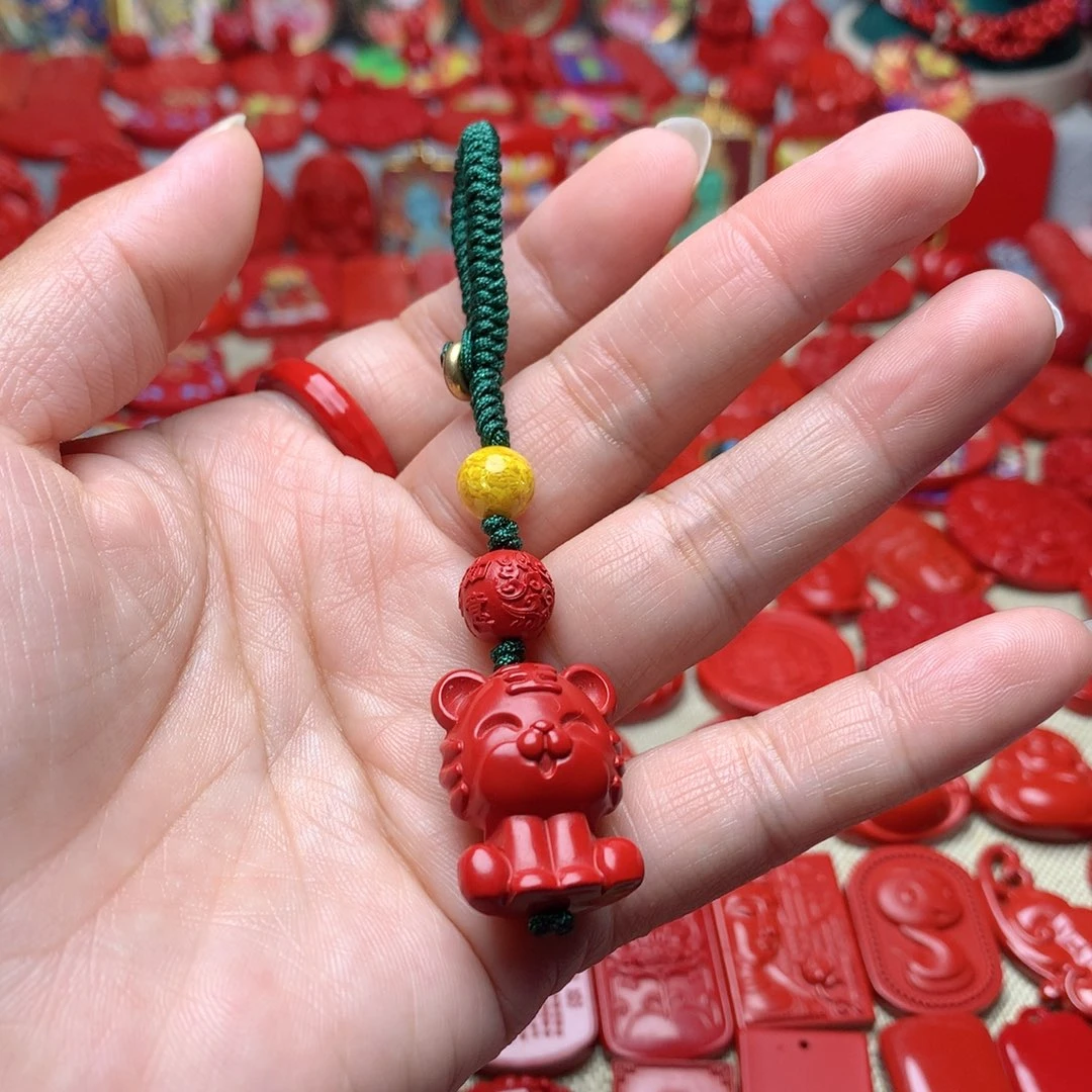 天然辰砂工艺品朱砂钥匙扣