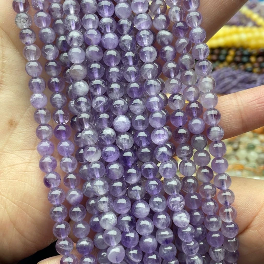 玛瑙/玉髓珠宝半成品未镶嵌一条装6mm紫水圆珠