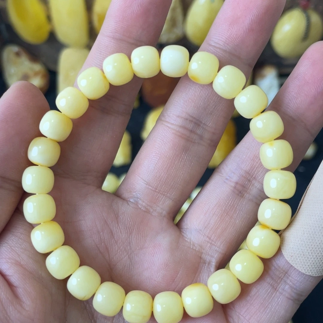 琥珀未镶嵌手串8+俄料浓蜡精工老型手串