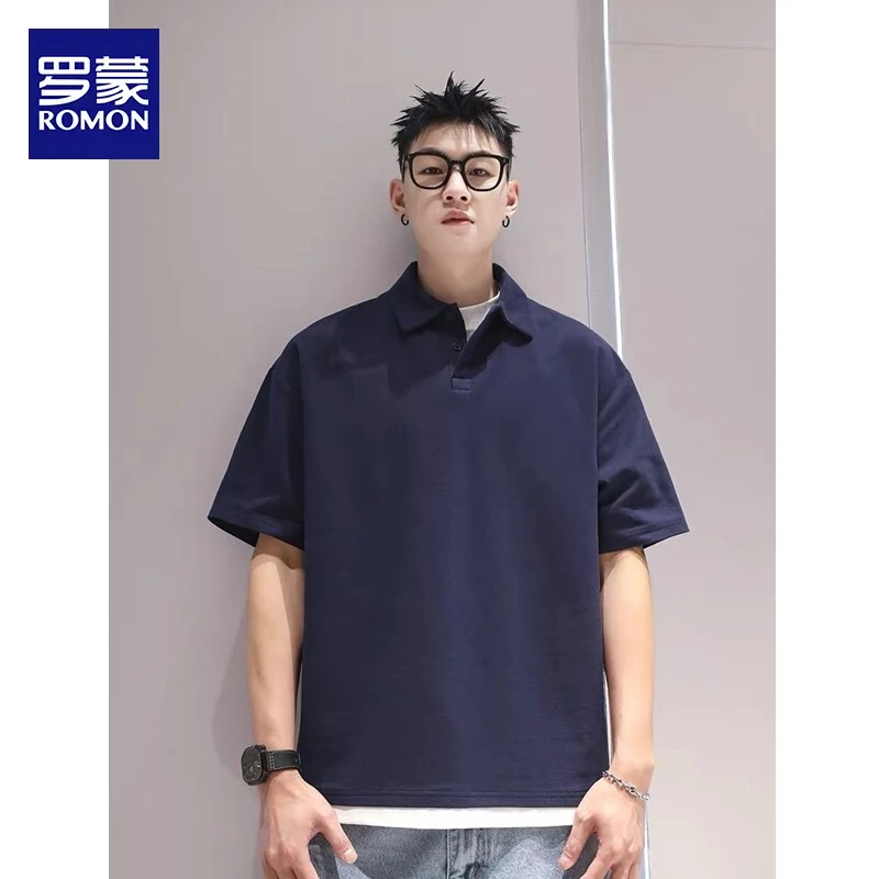 罗蒙2025新款舒适百搭潮牌polo衫男款休闲高级时尚男翻领简约短袖