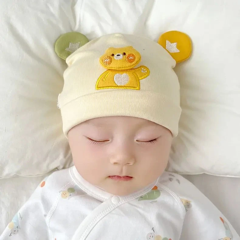 新生儿帽子春秋款婴儿纯棉胎帽宝宝无骨囟门帽初生儿满月帽冬保暖
