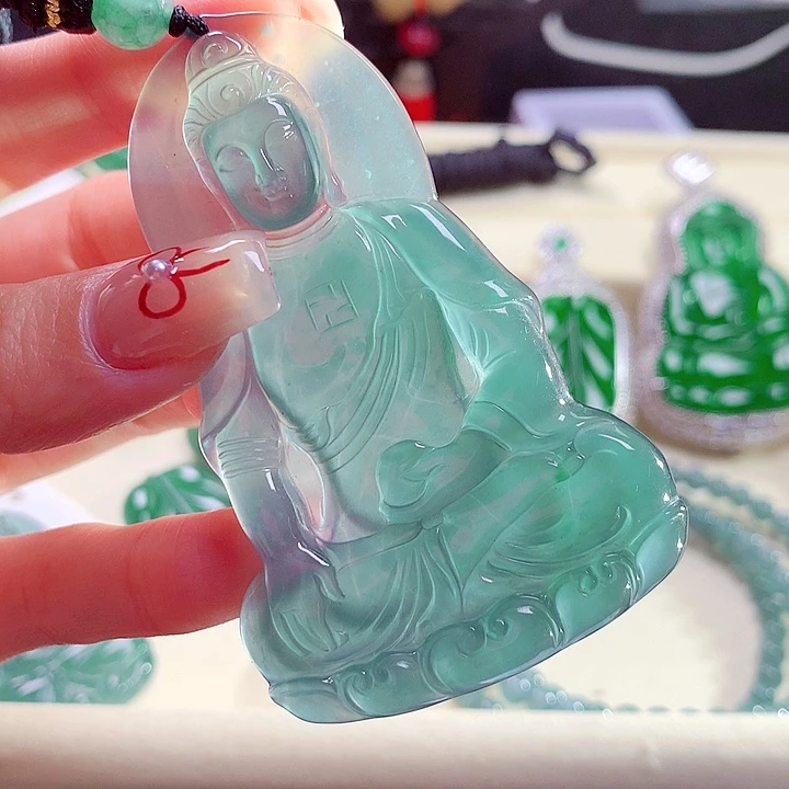 翡翠颈饰未镶嵌有**福天然