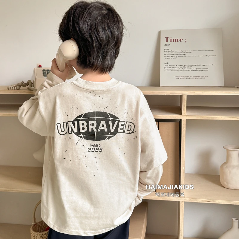 男童t恤长袖纯棉春装儿童上衣大童打底衫春秋薄款男童长袖|25aa10