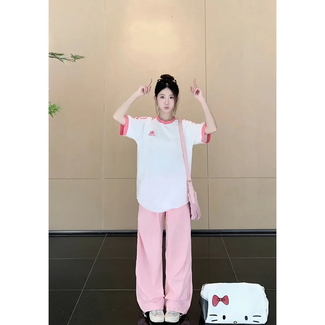 夏季新款韩版休闲短袖t恤女学院风ins百搭显瘦宽松纯棉半袖