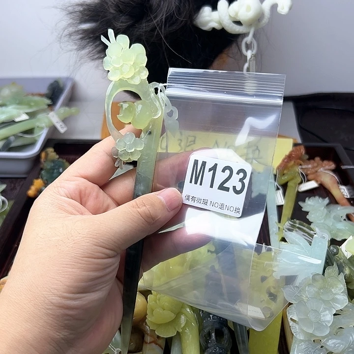 蛇纹石玉发饰合金最****1