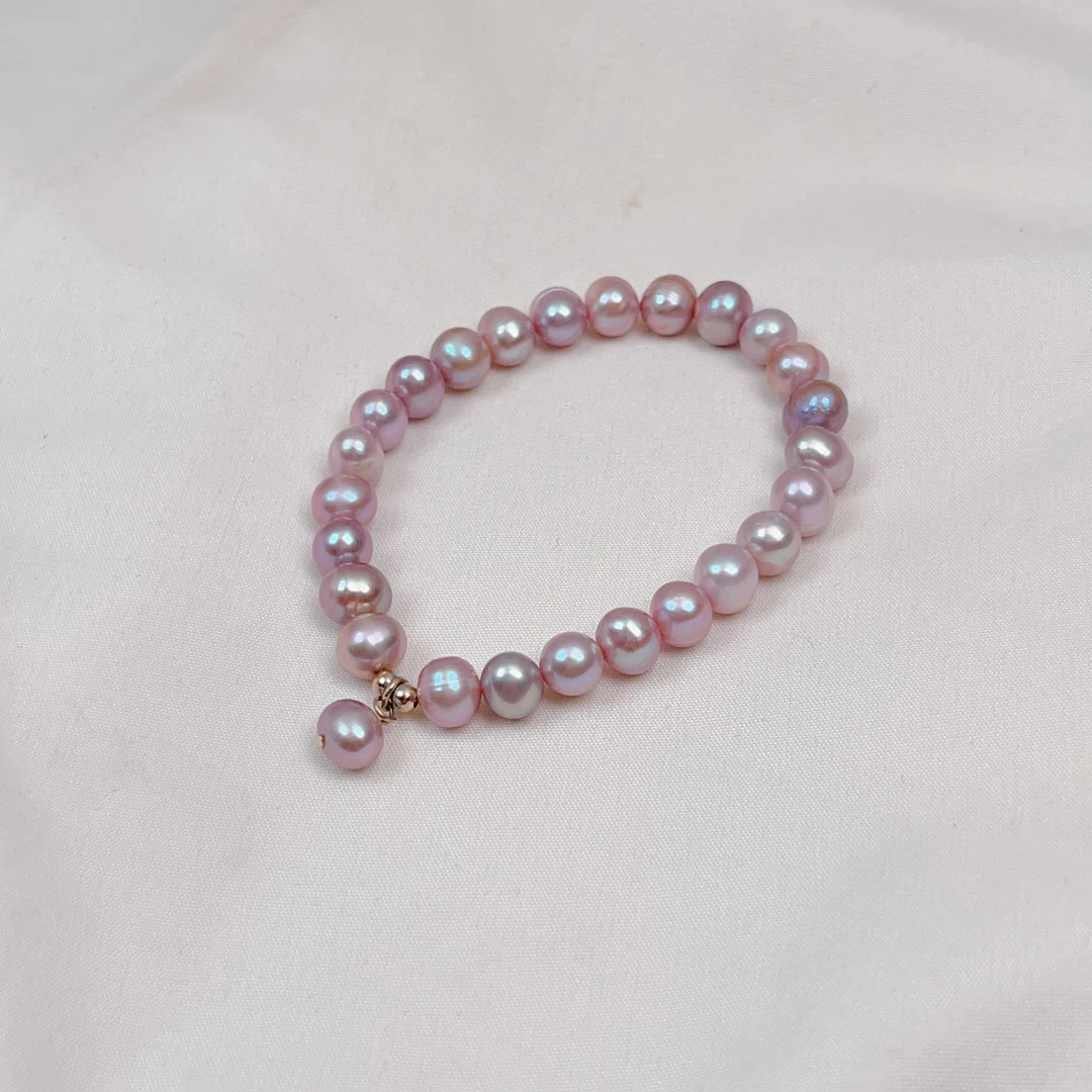 【紫叮当】6-7mm淡水无核珍珠紫色轻奢手链时尚百搭简约DSL00565