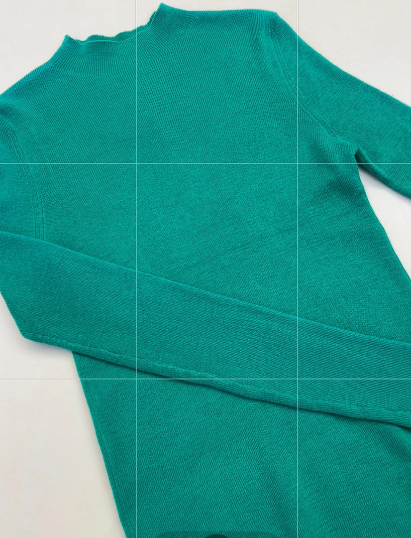 圆领针织打底衫长袖不褪色衫加厚休闲绿色春秋常规款纯色