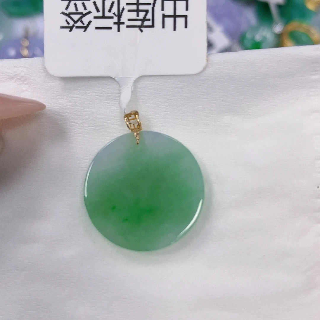 翡翠18K金镶嵌颈饰天然翡翠a货 百元以上9米证书费自理