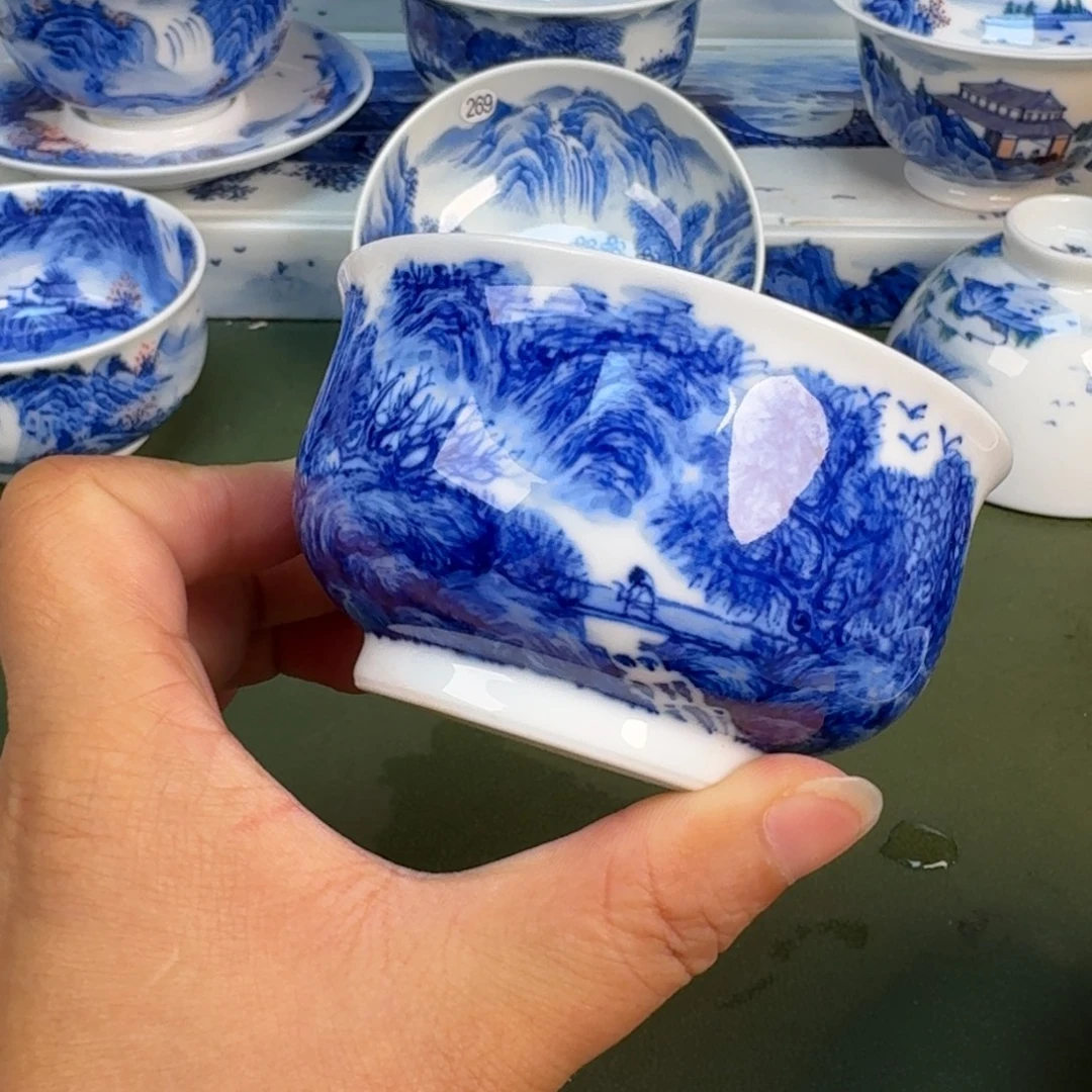 景德镇纯手绘茶具雨284