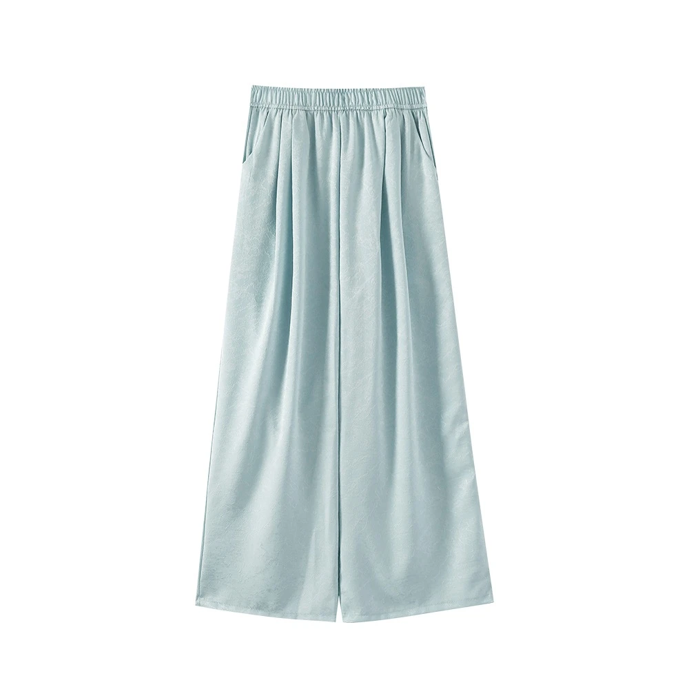 新中式（琉璃提花）高腰时尚休闲国风真丝阔腿裤321#