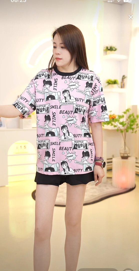 0484 涂鸦洋气圆领全棉大板T恤 621100272